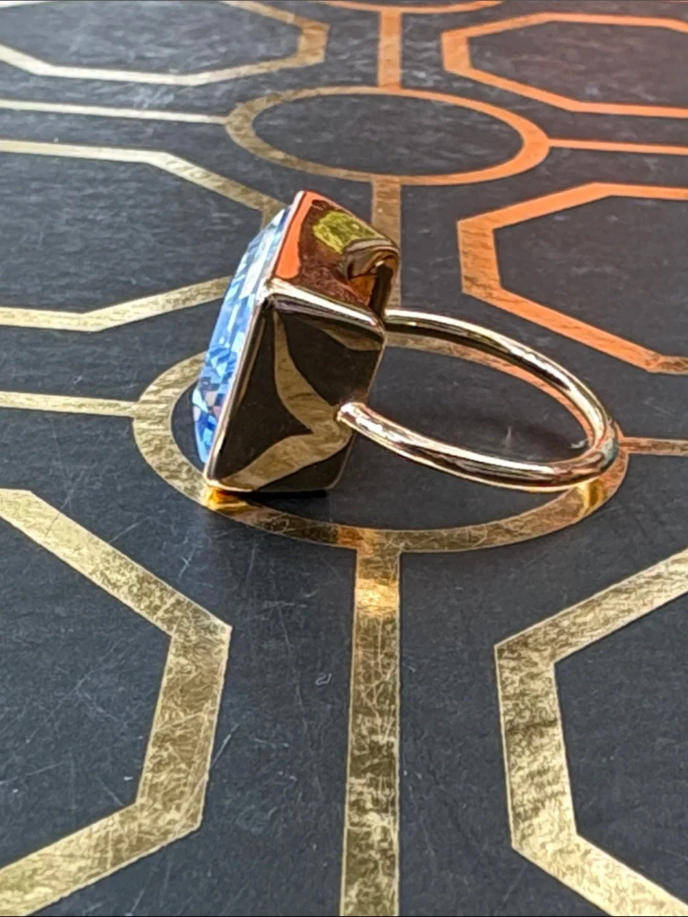 Art Deco Blue Crystal Cocktail Ring 💍 Size 9